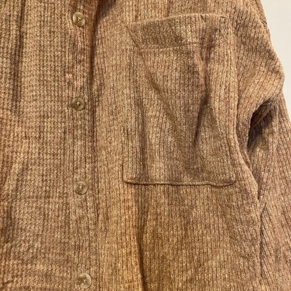 Mixed Threads Brown Knit Button Down Long Sleeve Front Pocket Collar Shirt XL - Picture 2 of 3